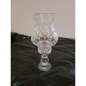 2 Piece BLOCK Clear Cut Heavy Crystal Hurricane Lamp Candle/Votive Holder 12"